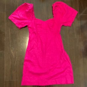 A New Day hot pink puff shoulder sleeve dress